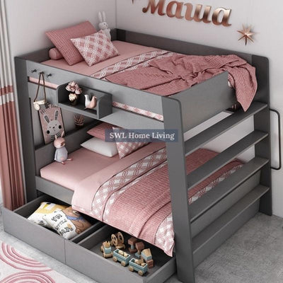 Bed Frame Modern Double Decker Bunk Bed For Kids Adults Queen Bunk Bed With Drawer Mattress Set High