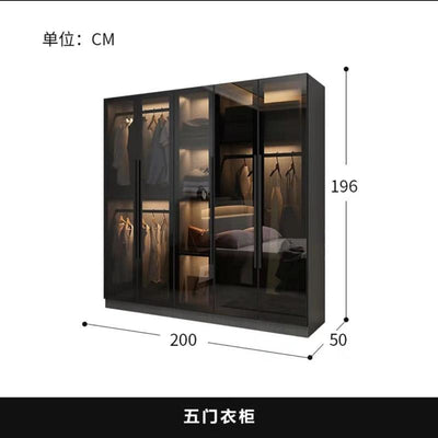 PINA Luxury Wardrobe Home Bedroom Nordic Light Luxury Modern Simple Economical Glass Cloakroom