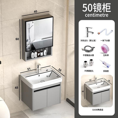 PYGH Italian Slate Bathroom Cabinet Thickened Aluminum Alloy Bathroom Vanity Cabinet Bathroom Smart