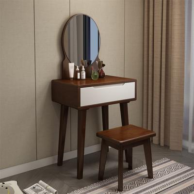 Orange Nordic Solid Wood Dressing Table with Light and Mirror Integrated Modern Simple Small Bedroom