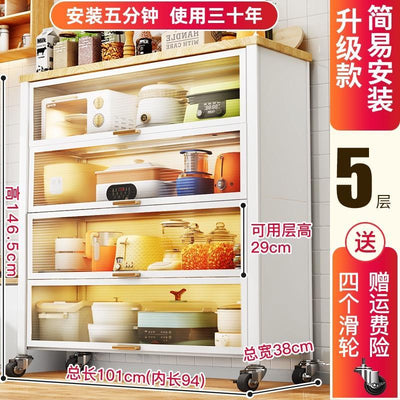 Kitchen Cabinet With Door Multi-functional Storage Cabinet For Bowls Chopsticks Plates Dishes Pans