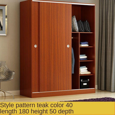 Wardrobe Sliding Door Simple Modern Economy Self-assembly Board 2 Door Large Wardrobe Real Wooden