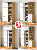 (MUWU) Modern 2021 Wardrobe Nordic Simple Economy Family Bedroom Rental Room Solid Wood Sliding Door