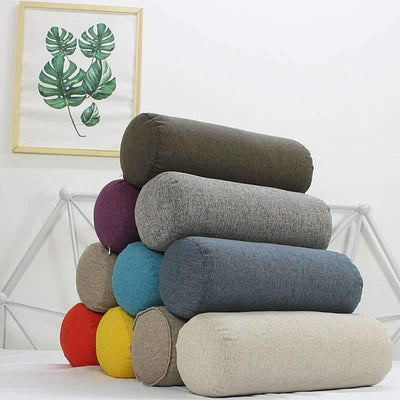 Cotton And Linen Neck Protection Cylindrical Pillow Yoga Pillow Beauty Bed Pillow Sofa Pillow Round