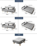 Sofa Bed Foldable Small Apartment Double 2.1 m Multi-functional Fabric Dual-use Economical Simple