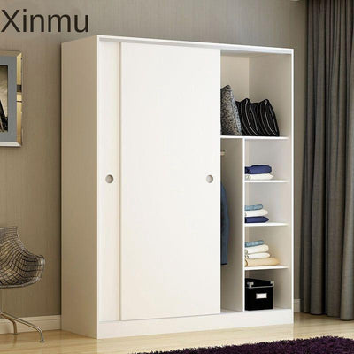 Wardrobe Sliding Door Simple Modern Economy Self-assembly Board 2 Door Large Wardrobe Real Wooden