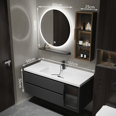 LAL Modern Simple Bathroom Cabinet Bathroom Ceramic Integrated Washstand, Wash Face Light Luxury