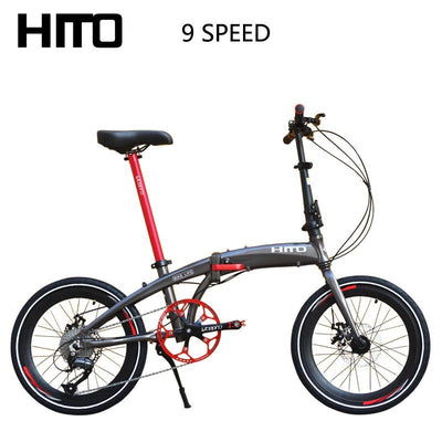 Hito classic 20 inch folding bicycle aluminum alloy 9-speed super light carrying small adult bicycle