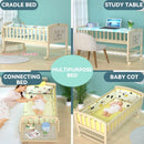 HOOOPET Baby Cot Baby Bed Multifunctional Solid Wood Baby Rocker Unpainted Children's Bed Small Bed