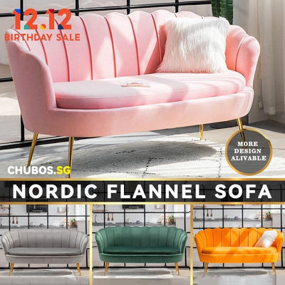 Nordic Flannel Sofa Home Living Room Bedroom Modern Simple Light Luxury Lazy Sofa 1/2/3 Seater Light