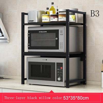 Kitchen Rack 2-3 Layers Of Metal Spice Storage Rack Load-bearing 100kg Home Microwave Oven Shelve