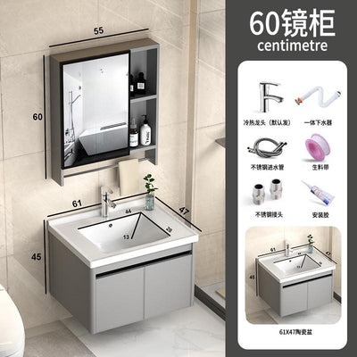 PYGH Italian Slate Bathroom Cabinet Thickened Aluminum Alloy Bathroom Vanity Cabinet Bathroom Smart