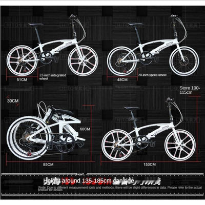 Hito X6 Foldable Bicycle Shimano 7-speed Variable Speed 20/22 Inch Folding Bicycle Aluminum Alloy