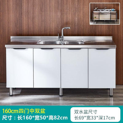 Simple stainless steel economical hearth integrated assembly kitchen cabinet household for renting