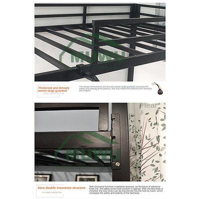 (MUWU) Iron Bed Bunk Frame Bed With Stairs Student Dormitory Bed Maximum Bearing Capacity 400kg