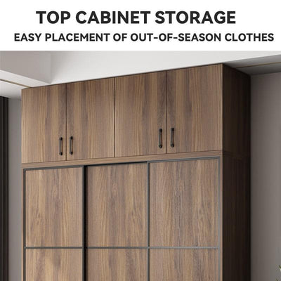 Wardrobe Nordic Bedroom Solid Wood Modern 2021 Simple Push-door Small-family Collection Large