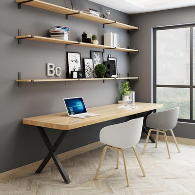 🎉Ready Stock🎉 Nordic Solid wood Computer Desktop Home bedroom Bookshelf Combination Double desk