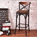 American Village Wrought Iron High Stool Bar Chair with Backrest