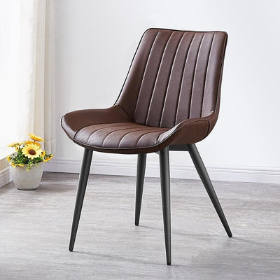 DF Upgrade Dining Chair With Gold Legs Waterproof Leather Nordic Chair Home Back Stool