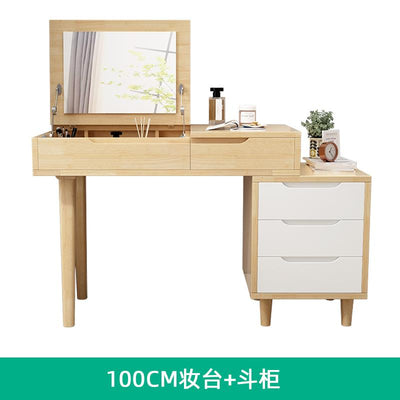 Nordic Dressing Table Simple Solid Wood Dressing Table Multi Functional Flip Bedroom Cabinet Small