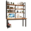 🎉Ready Stock🎉Loft Double Solid Wood Desk Bookshelf Combination Home Office Long Study Computer