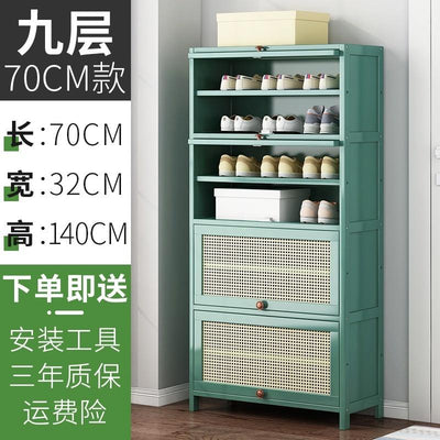 Rattan Bamboo Shoe Rack Shoe Rack Deodorant Breathable Floor Mounted Multi-layer Shoe Cabinet