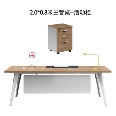 The boss's desk is simple and modern, new Chinese style office desk, single solid wood, big board,