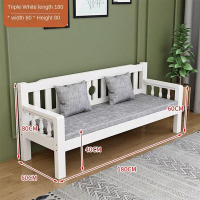 Sofa Solid Wood Small Apartment Wooden Simple Three-person Chair Double Bench Living Room