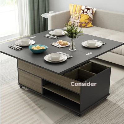 CONSIDER Dining Table With Storage Compartment Coffee Table With Lift Top Dual-purpose Folding Table