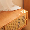 GC Shoe Rack Bench Rattan Woven Shoe Cabinet Integrated Household Doorstep Sitting Low Solid Wood