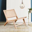 Nordic rattan chair back chair property balcony lounge chair single solid wood recliner rattan chair