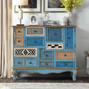 American Style Solid Wood Chest, Garden Painting Living Room Drawer Storage Side Cabinet, Porch