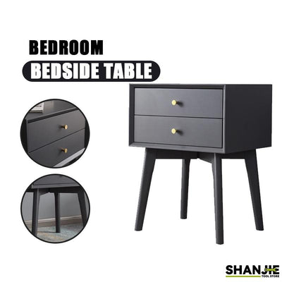 SHANJIE Shang Goods Table Simple Modern Solid Wood Fashion Two Draw Nordic Bedside Bedroom Small