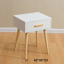 Sanson . Nordic Minimalist Solid Wood Bedside Table Retro Bedside Cabinet Japanese-style White Wax