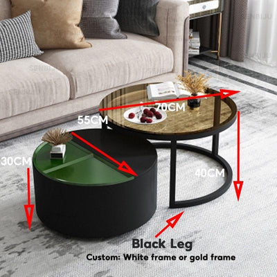 SENBIJU Small Coffee Table Nordic Side Table Round coffee table With Roller