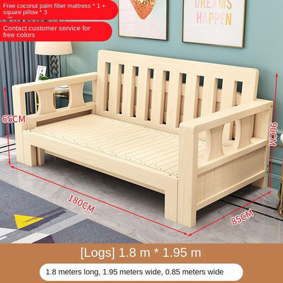 Solid Wood Sofa Bed Multifunctional Sofa Bed Simple Retractable Bed