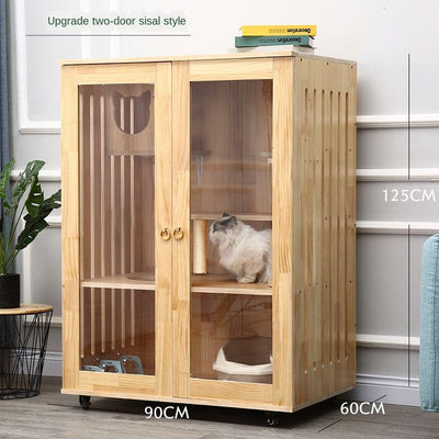 Household Solid Wood House Cabinet Wooden Cage Luxury Cat Villa