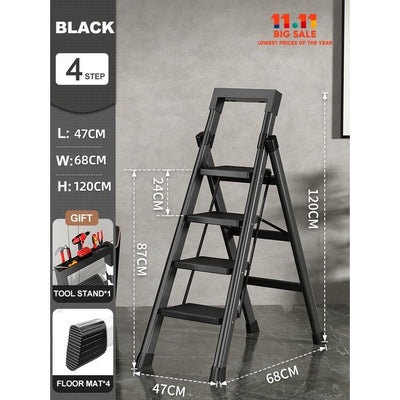 12🔥12 SHANJIE Ladder Carbon Steel Folding Step Ladder Thickened Widened Multi-functional