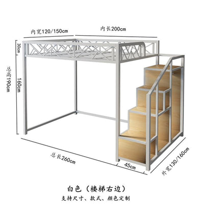 Iron Bed bunk bed Apartment Space Saving 1-2 People Wardrobe Ladder Stable Loft Bed (Customizable)