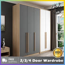 Wardrobe 2/3/4 Door Wardrobe Bedroom Light Luxury Nordic Style Wooden Wardrobe Storage Open Wardrobe