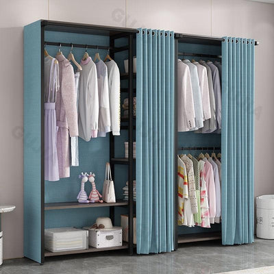 HZ Wardrobe Clothes Rack Hanger Rack Bedroom Floor Household Storage Shoe Rack Integrated Dust