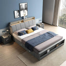 Muyue Nordic bed master bedroom storage high box bed economical soft bed with lights multifunctional