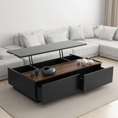 Simple Coffee Table Black Oak Grain Can Lift Coffee Table Large And Small Living Room Storage Can Be