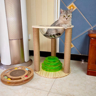 Sisal Condo Climbing Frame Cat Grabbing Board Solid Wood Tree Platform Nest Toys Cat Supplies