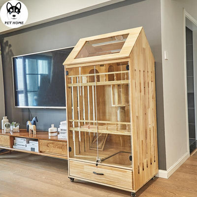 Villa Wood Cage Luxury Solid Three-layer Cabinet Glass Household House Can Put Cat Litter Basin