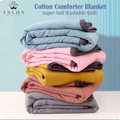 COTTON BLANKET QUILT SOFT COMFORTER KING SIZES 200*230cm WASHABLED COTTON QUILT SELIMUT SINGLE SIZE