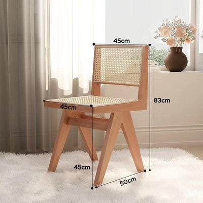 Rattan Chair Solid Wood Dining Chair Study Chairs Balcony Handmade Portable Chair