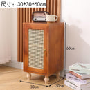 GC Rattan Bedside Table Storage Cabinet Solid Wood Bedroom Kitchen Cabinet Modern Simple