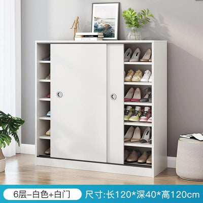 Shoe Rack Home Entrance Simple Modern High Vertical Sliding Door Shoe Rack Balcony Storage Solid