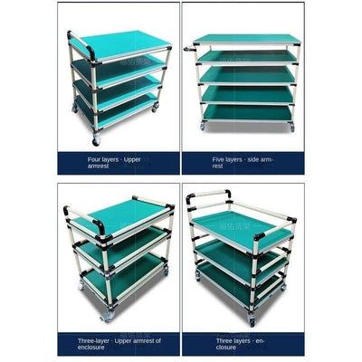 Syezyo Anti-static Foldable Trolley Tool Trolley Cart Rack Workshop Multi-layer Material Weekly